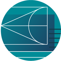 Teal circle with graphical treatment of Pykus logo